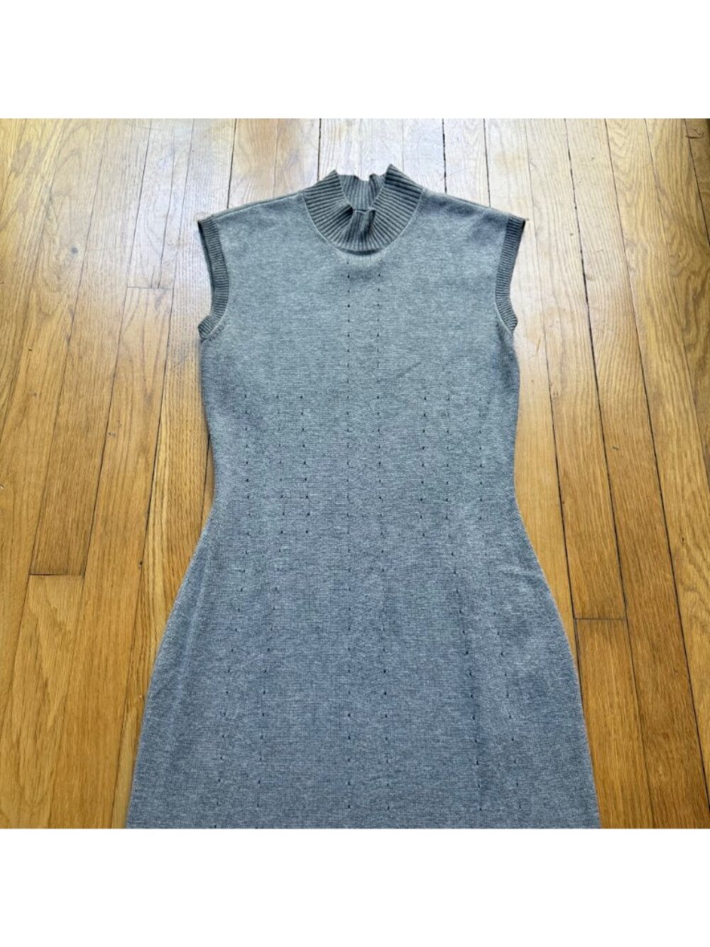Brooks Brothers Size S Gray Wool Blend Sleeveless Mock Neck Sweater Dress - Picture 14 of 16
